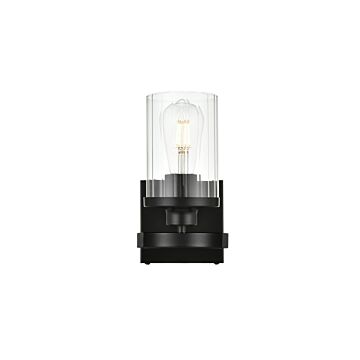 Saanvi 1-Light Bathroom Vanity Light Sconce in Black and Clear