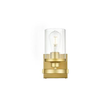 Saanvi 1-Light Bathroom Vanity Light Sconce in Brass and Clear