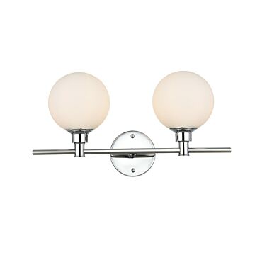 Cordelia 2-Light Bathroom Vanity Light Sconce in Chrome and frosted white