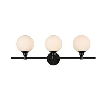 Cordelia 3-Light Bathroom Vanity Light Sconce in Black and frosted white