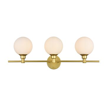 Cordelia 3-Light Bathroom Vanity Light Sconce in Brass and frosted white