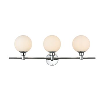 Cordelia 3-Light Bathroom Vanity Light Sconce in Chrome and frosted white