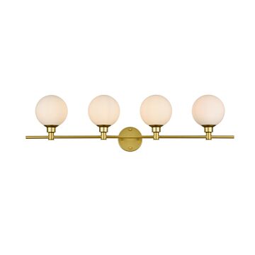 Cordelia 4-Light Bathroom Vanity Light Sconce in Brass and frosted white