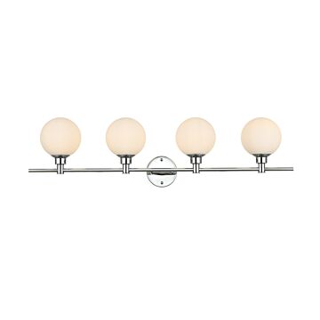 Cordelia 4-Light Bathroom Vanity Light Sconce in Chrome and frosted white
