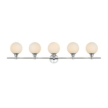 Cordelia 5-Light Bathroom Vanity Light Sconce in Chrome and frosted white