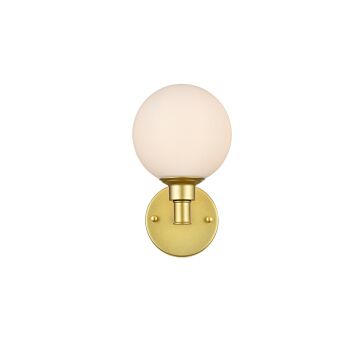 Cordelia 1-Light Bathroom Vanity Light Sconce in Brass and frosted white
