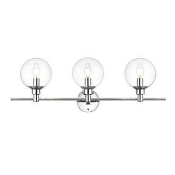 Jaelynn 3-Light Bathroom Vanity Light Sconce in Chrome and Clear