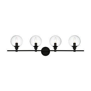 Jaelynn 4-Light Bathroom Vanity Light Sconce in Black and Clear