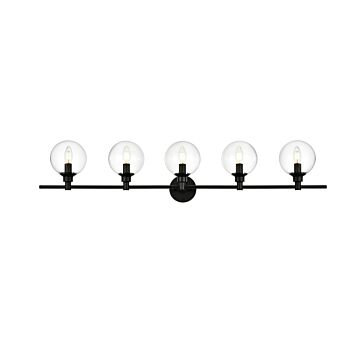 Jaelynn 5-Light Bathroom Vanity Light Sconce in Black and Clear