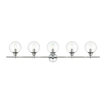 Jaelynn 5-Light Bathroom Vanity Light Sconce in Chrome and Clear