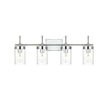 Benny 4-Light Bathroom Vanity Light Sconce in Chrome and Clear