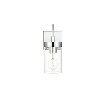Benny 1-Light Bathroom Vanity Light Sconce in Chrome and Clear