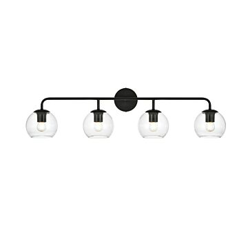 Genesis 4-Light Bathroom Vanity Light Sconce in Black and Clear