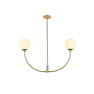 Nyomi 2-Light Chandelier in Brass