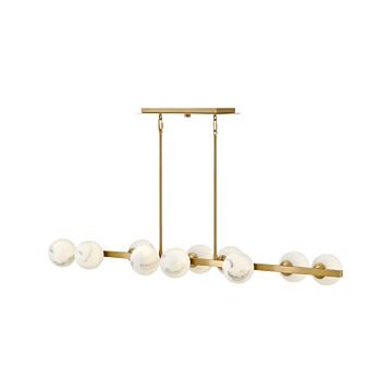 Selene 10-Light LED Linear Chandelier in Lacquered Brass