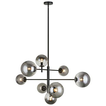 Averley Eight Light Chandelier in Black by Matteo Lighting