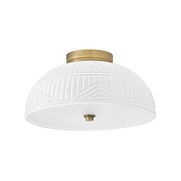 Devon 2-Light LED Flush Mount in Lacquered Brass