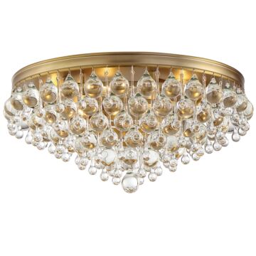 Crystorama Calypso 6 Light 20 Inch Ceiling Light in Vibrant Gold with Clear Glass Drops Crystals