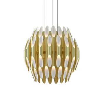 Chimes LED Pendant in Satin Brass by Sonneman