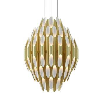 Chimes LED Pendant in Satin Brass by Sonneman