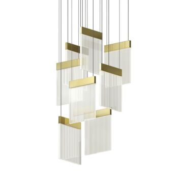 V Panels LED Pendant in Brass by Sonneman