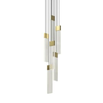 V Panels LED Pendant in Brass by Sonneman