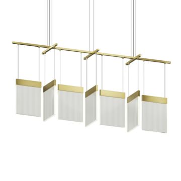 V Panels LED Pendant in Brass by Sonneman