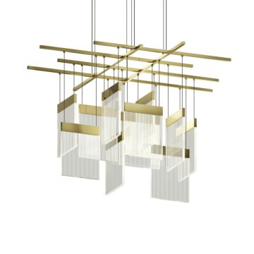 V Panels LED Pendant in Brass by Sonneman