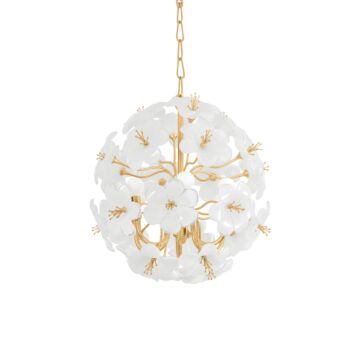 Hygea Six Light Chandelier in Gold Leaf by Corbett Lighting