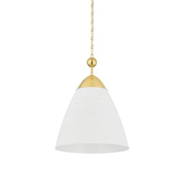 Bronson One Light Pendant in Aged Brass White Plaster by Hudson Valley