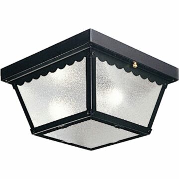 Ceiling Mount 2-Light Outdoor Flush Mount in Black