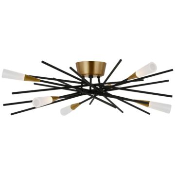 Stellar LED Flush Mount in Matte Black and Antique Brass by Visual Comfort Signature