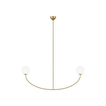 Galassia Two Light Linear Chandelier in Burnished Brass by Visual Comfort Studio