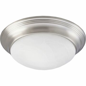 Alabaster Glass 1-Light Flush Mount in Brushed Nickel