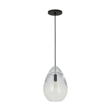 Alina One Light Pendant in Nightshade Black by Visual Comfort Modern