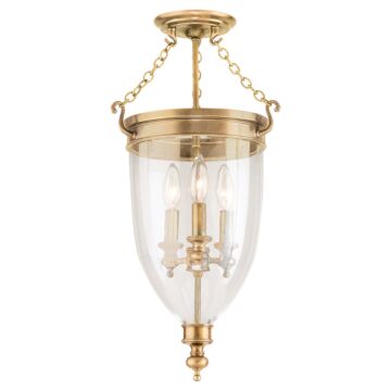 Hanover Three Light Semi Flush Mount in Aged Brass by Hudson Valley
