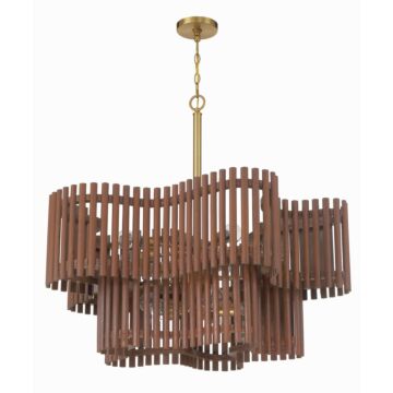 Freeform Ten Light Chandelier in Satin Brass Walnut by Craftmade
