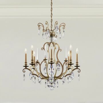 Renaissance Nouveau Eight Light Chandelier in Heirloom Gold by Schonbek
