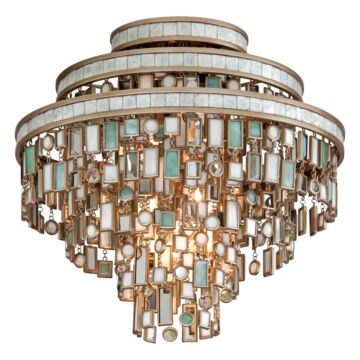 Dolcetti Three Light Semi Flush Mount in Champagne Leaf by Corbett Lighting