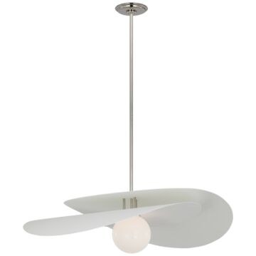 Mahalo LED Pendant in Polished Nickel and Matte White by Visual Comfort Signature