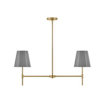 Blake 2-Light LED Linear Chandelier in Lacquered Brass