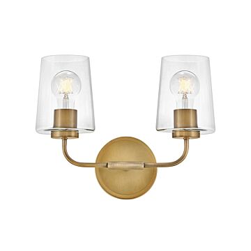 Kline 2-Light LED Bathroom Vanity Light in Heritage Brass