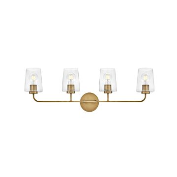 Kline 4-Light LED Bathroom Vanity Light in Heritage Brass