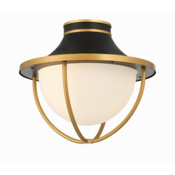 Atlas Two Light Outdoor Semi Flush Mount in Matte Black   Textured Gold by Crystorama