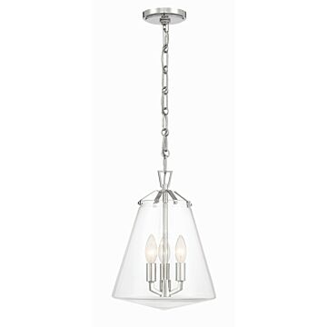 Voss Three Light Mini Chandelier in Polished Nickel by Crystorama