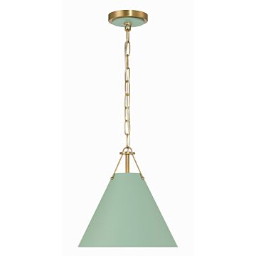 Xavier One Light Mini Pendant in Vibrant Gold   Green by Crystorama