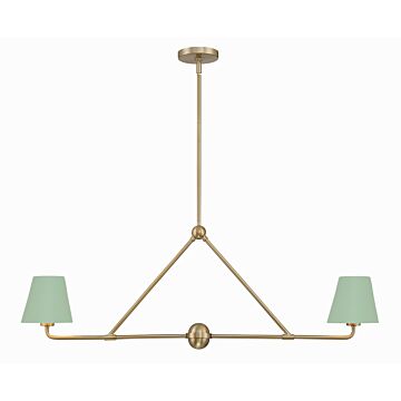 Xavier Two Light Chandelier in Vibrant Gold   Green by Crystorama
