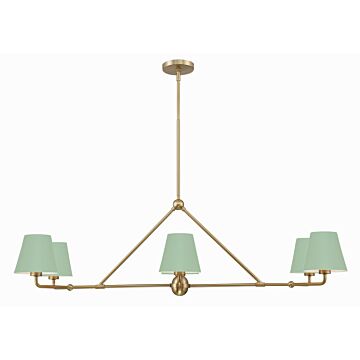 Xavier Six Light Chandelier in Vibrant Gold   Green by Crystorama