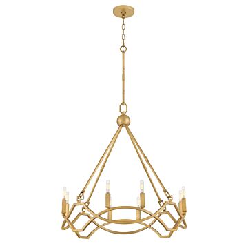 Leona 8-Light LED Chandelier in Distressed Brass
