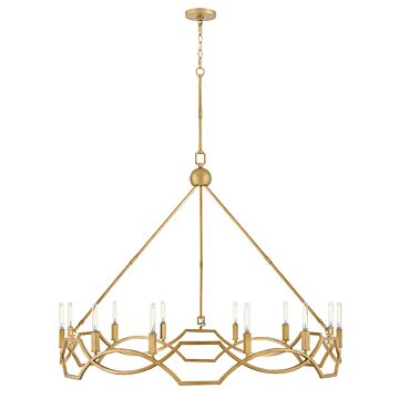 Leona 12-Light LED Chandelier in Distressed Brass